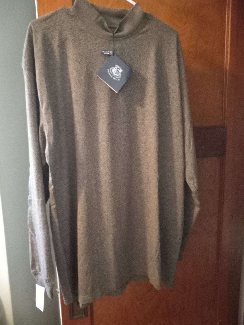 NWT Men's XL Pebble Beach Mock Cotton Knit Turtleneck Shirt Gray Marl NEW
